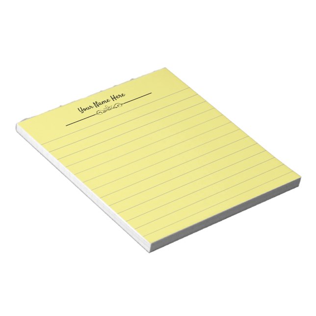 Personalised Small Yellow Lined Notepad (Angled)