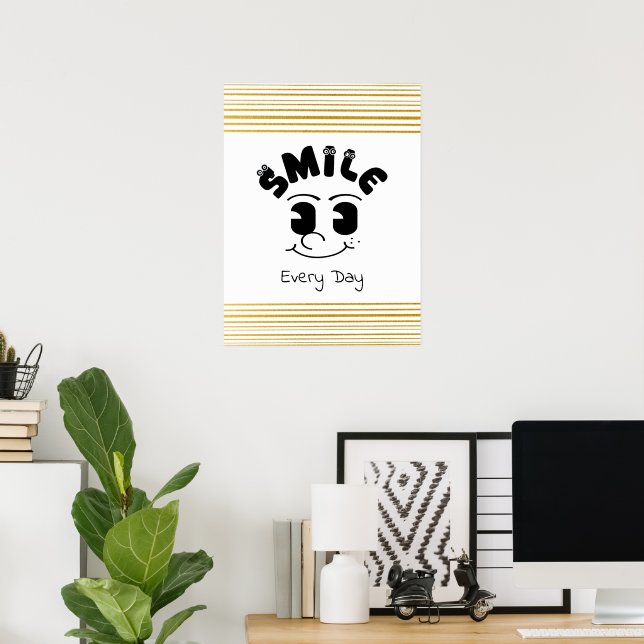 Personalised "Smile Every Day" Art Face Poster (Home Office)