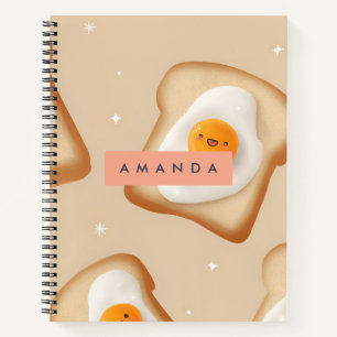 Personalised Smiley Toast and Egg Pattern Notebook