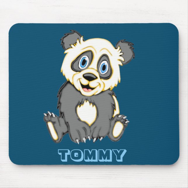 Personalised Smiling Panda Bear Mouse Pad (Front)