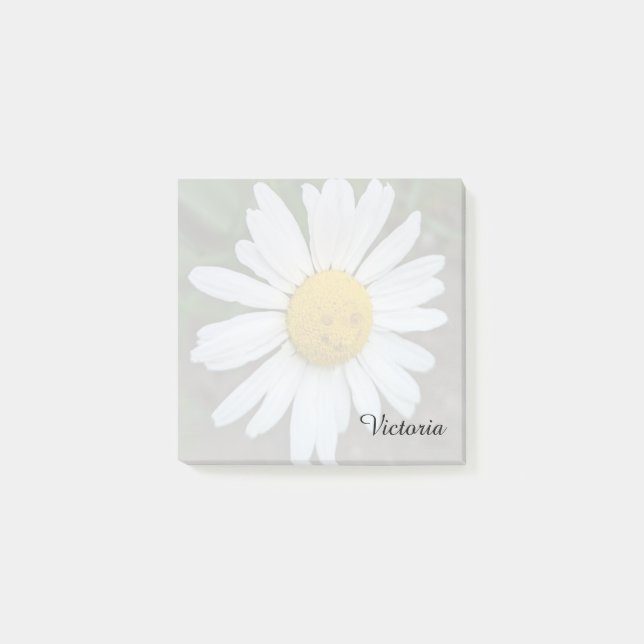 Personalised Smiling White Daisy  Post-it Notes (Front)