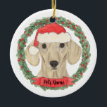 Personalised Smooth Cream Dachshund Ceramic Ornament<br><div class="desc">Make the nice list this year with a personalised ornament of your sweet smooth cream dachshund!</div>