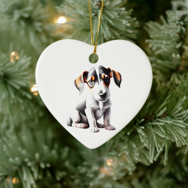 Personalised Smooth Fox Terrier Puppy Ceramic Ornament (Tree)