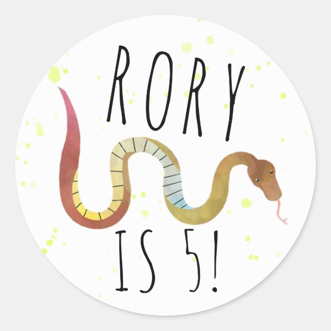 Personalised Snake Birthday Party Stickers (Front)