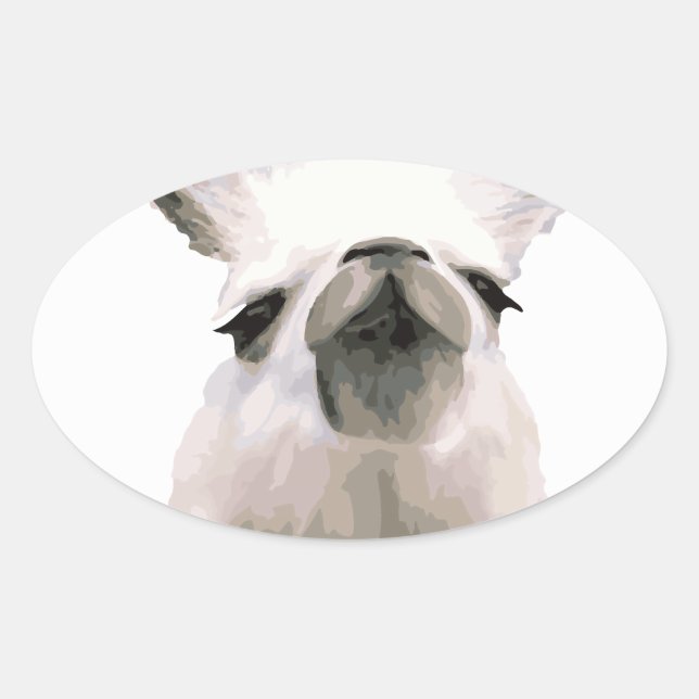 Personalised Snooty Snobby Llama Oval Sticker (Front)