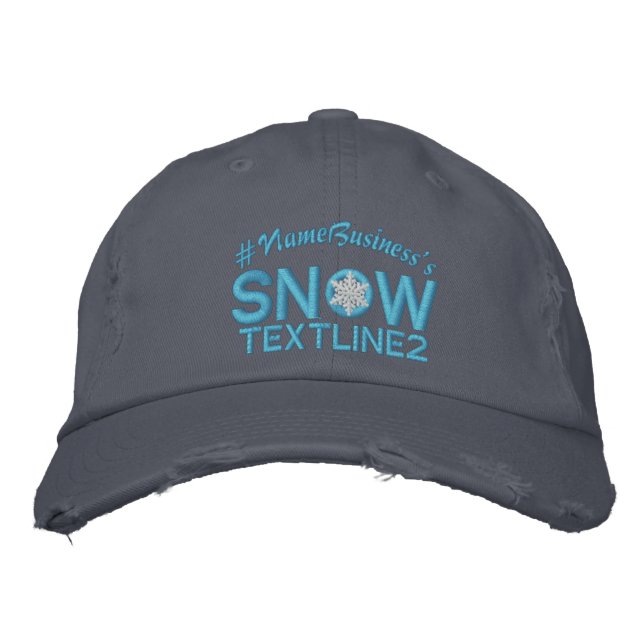 Personalised Snow Embroidered Snowflake Baby Blue Embroidered Hat (Front)