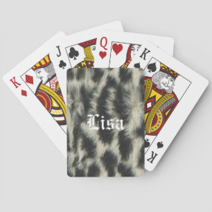 Personalised Snow Leopard Playing Cards