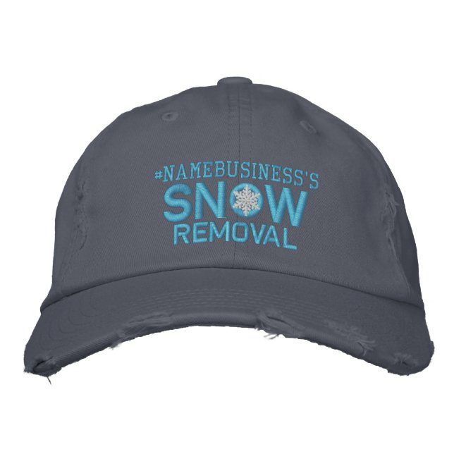 Personalised Snow Removal Snowflake Baby Blue Embroidered Hat (Front)