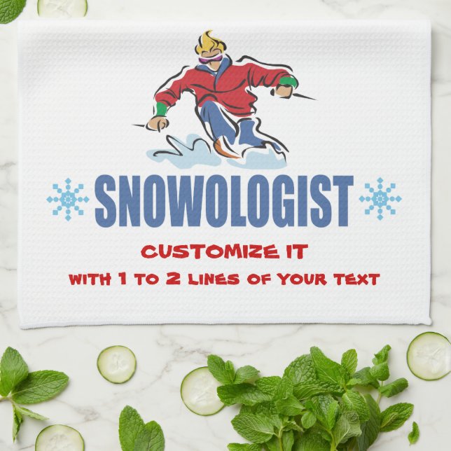Personalised Snow Skiing Tea Towel (Folded)