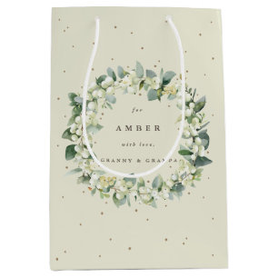 Personalised Snowberry+Eucalyptus Christmas Medium Gift Bag