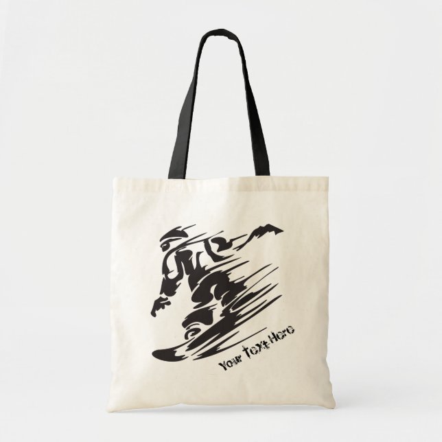 Personalised Snowboarder Snowboarding Mountain Tote Bag (Front)