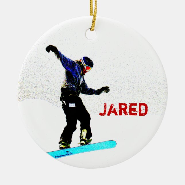 Personalised Snowboarding Christmas Ornament (Front)