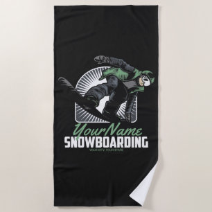 Personalised Snowboarding Snow Boarder Shredding  Beach Towel