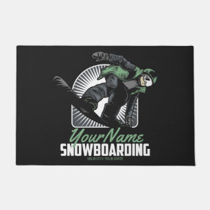Personalised Snowboarding Snow Boarder Shredding Doormat
