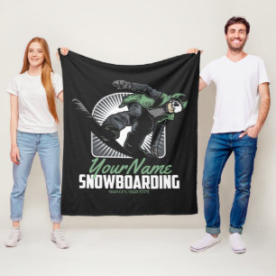 Personalised Snowboarding Snow Boarder Shredding Fleece Blanket