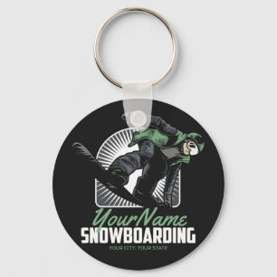 Personalised Snowboarding Snow Boarder Shredding   Key Ring