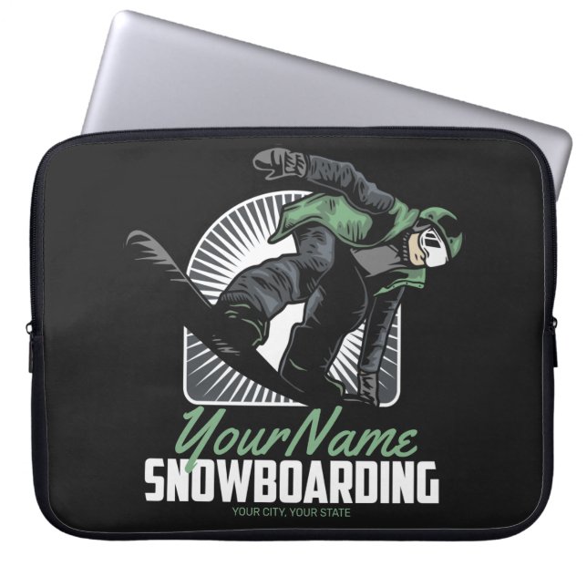 Personalised Snowboarding Snow Boarder Shredding   Laptop Sleeve (Front)