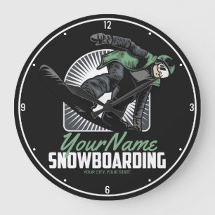 Personalised Snowboarding Snow Boarder Shredding Large Clock