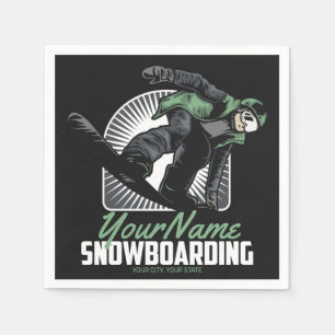 Personalised Snowboarding Snow Boarder Shredding Napkin