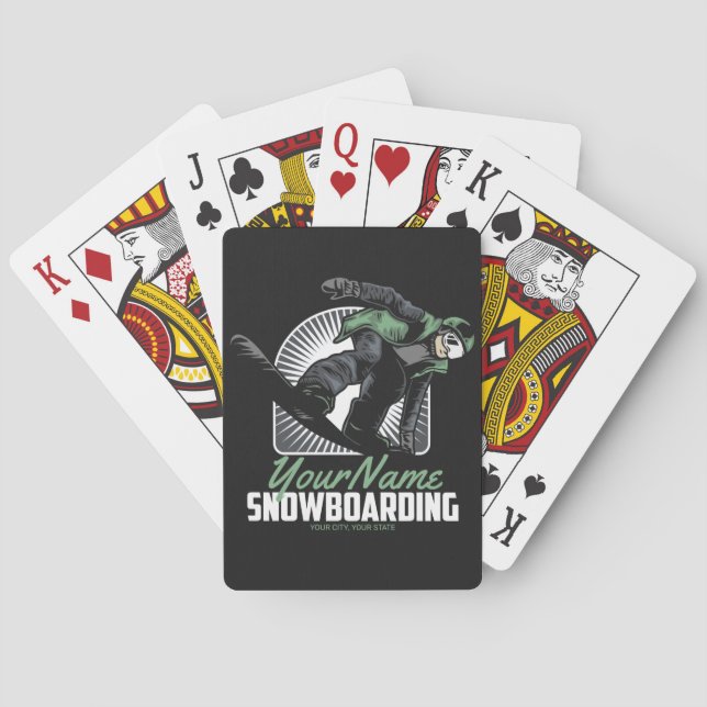 Personalised Snowboarding Snow Boarder Shredding  Playing Cards (Back)