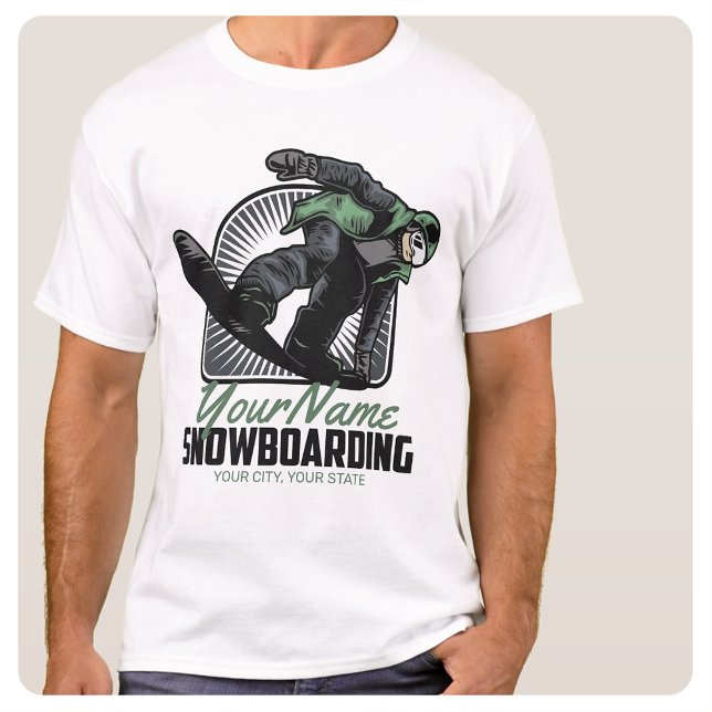 Personalised Snowboarding Snow Boarder Shredding  T-Shirt (Creator Uploaded)