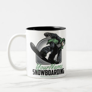 Personalised Snowboarding Snow Boarder Shredding   Two-Tone Coffee Mug
