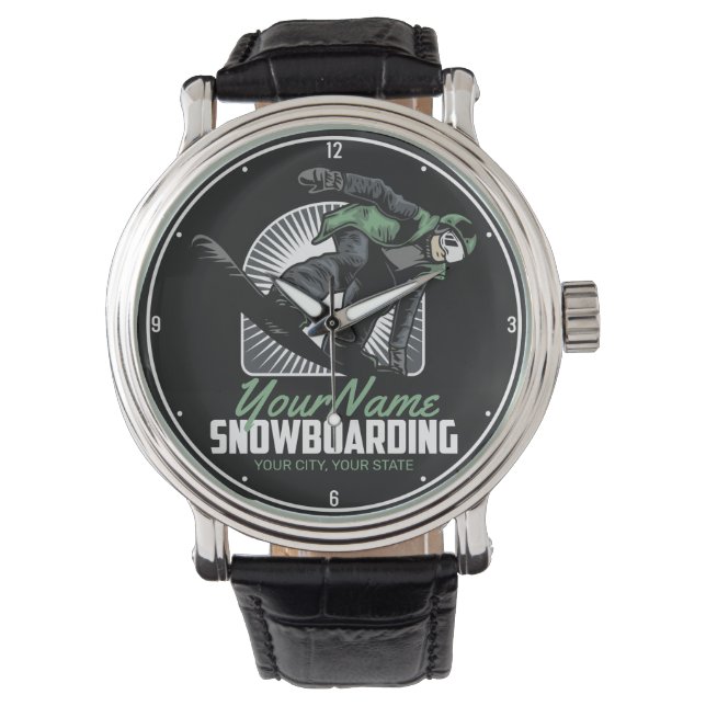 Personalised Snowboarding Snow Boarder Shredding Watch (Front)