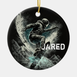 Personalised Snowboarding Winter Sports Ceramic Ornament