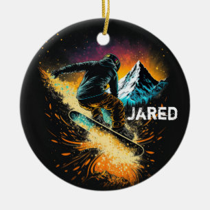 Personalised Snowboarding Winter Sports Ceramic Ornament