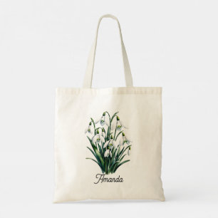Personalised Snowdrop Floral Tote Bag – Custom Nam