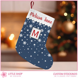Personalised Snowflake Monogram Small Christmas Stocking