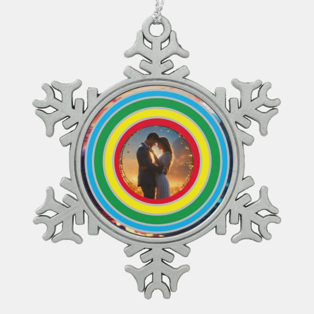 Personalised Snowflake Pewter Christmas Ornament (Front)