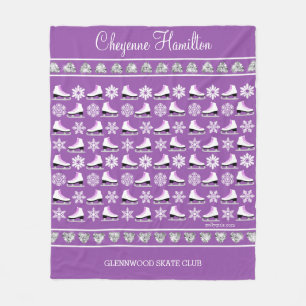 Personalised Snowflakes and Figure Skates Pattern Fleece Blanket