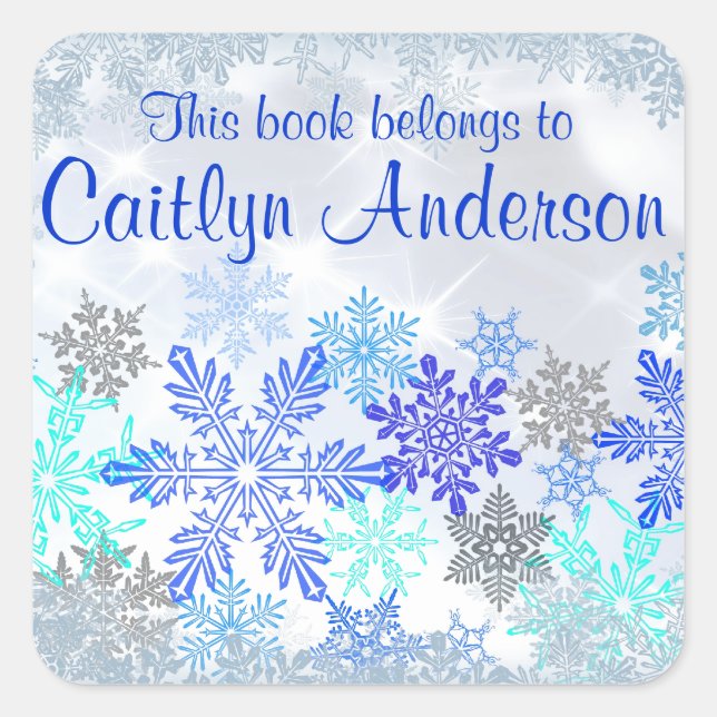 Personalised Snowflakes Bookplate Sticker (Front)
