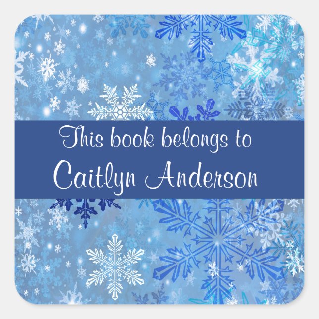 Personalised Snowflakes Bookplate Sticker (Front)