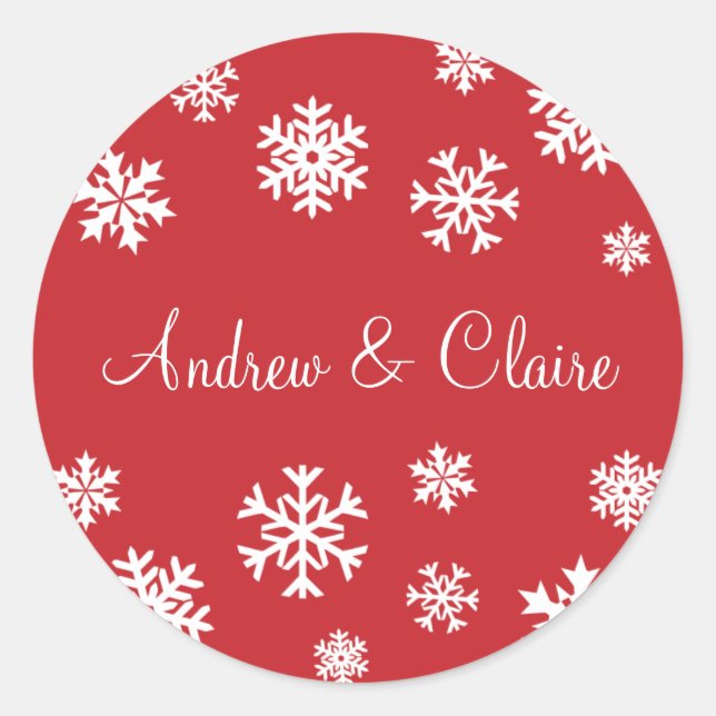 Personalised Snowflakes Envelope Sticker Seal (Front)