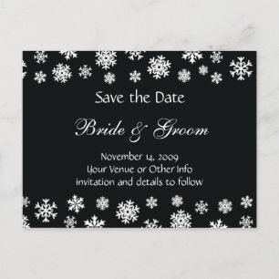 Personalised Snowflakes Save the Date Announcement Postcard
