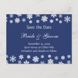 Personalised Snowflakes Save the Date Announcement Postcard