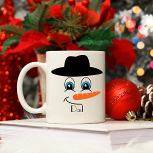 Personalised Snowman Black Hat with Custom Name Coffee Mug
