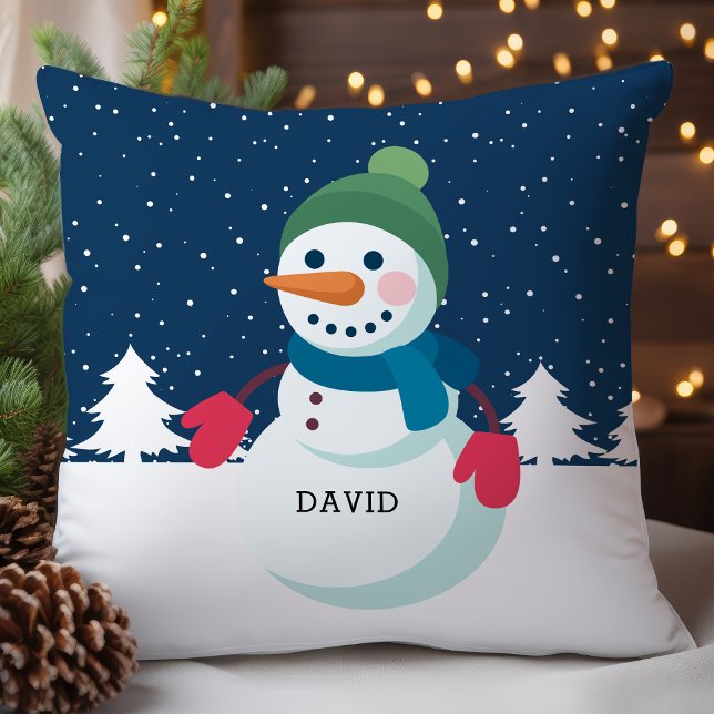 Personalised Snowman Boy Christmas Cushion (Creator Uploaded)