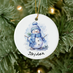Personalised Snowman Ceramic Ornament