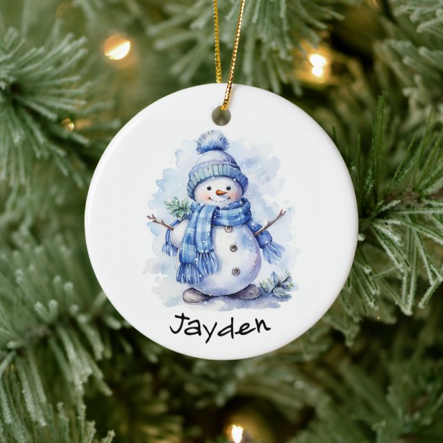 Personalised Snowman Ceramic Ornament (Tree)