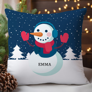 Personalised Snowman Christmas Cushion