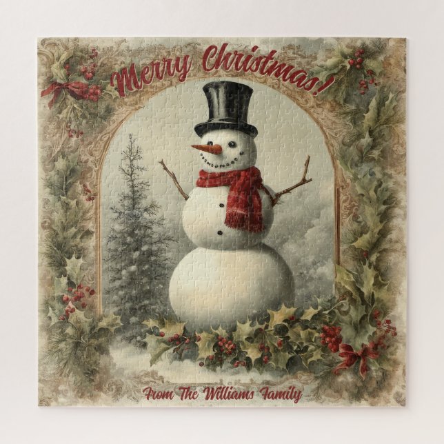 Personalised Snowman Christmas Jigsaw Puzzle (Vertical)