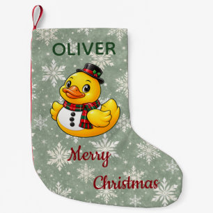 Personalised Snowman Christmas Rubber Duck Small Christmas Stocking