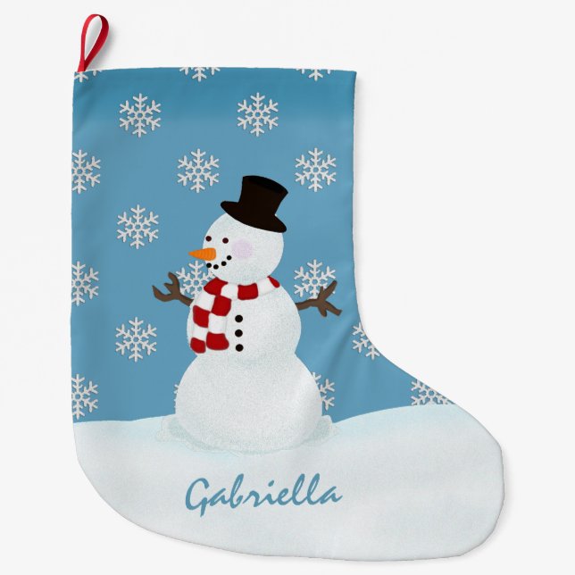 Personalised Snowman Christmas Stocking (Front)