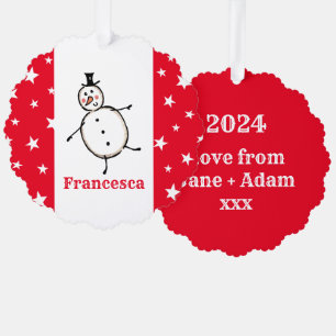Personalised Snowman Christmas Tree Decoration Card