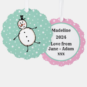 Personalised Snowman Christmas Tree Decoration Card