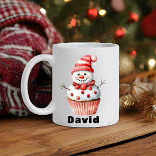 Personalised Snowman Cupcake Christmas Coffee Mug