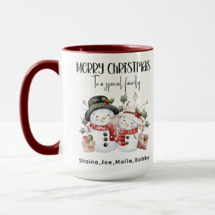 Personalised Snowman Family Christmas Mug